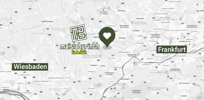 Karte auf dem der Standort des Maislabyrinth Liederbach erkennbar ist